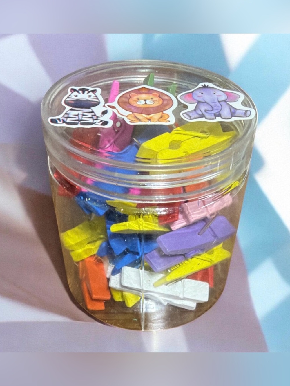 Mini Wooden Clothespin Thumb Tacs 30 Pieces Multi or Natural Wood Tone - Picture 4 of 4